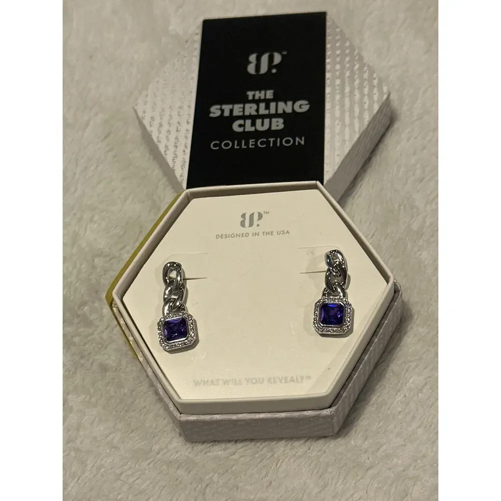 Bomb Party rbp6682 earrings Violet CZ .925 Solid Sterling Silver earrings